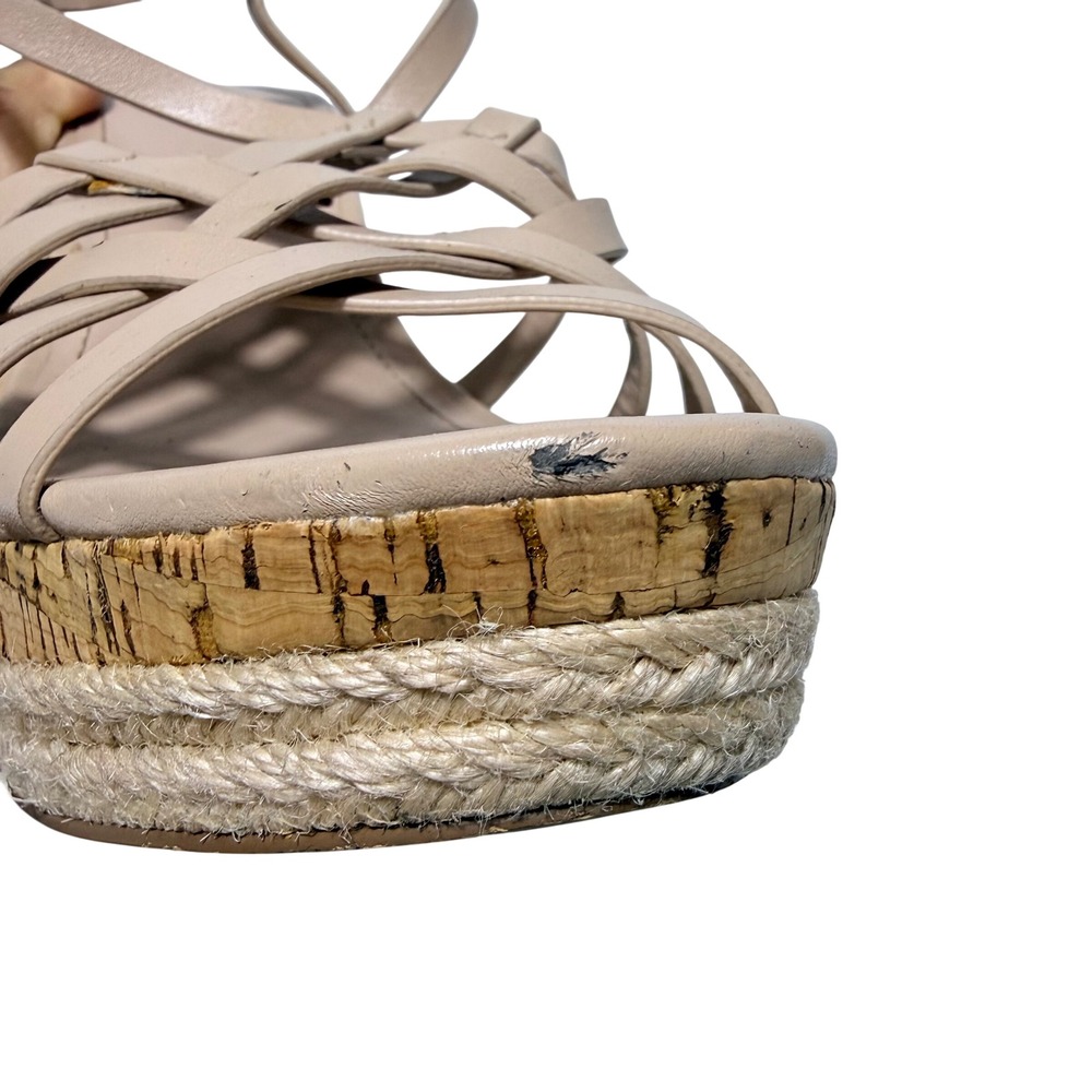 Charles by Charles David Nude Strappy Espadrille Cork Wedge Sandals 9M‎ Summer - Picture 5 of 16